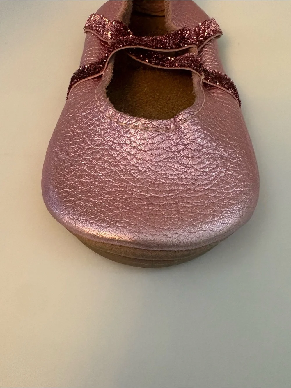 Freshly Picked frosted rose shiny metallic ballet slipper size 5